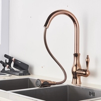 Robinet de cuisine CE Factory Rose Golden, mitigeur d'évier extractible, robinet mélangeur chaud/froid pour salle de bain, rotation à 360°