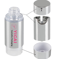 Sacs cosmétiques imprimés argent 15ml 30ml 50ml à personnaliser les bouteilles sans air, personnalisation avec pompe en plastique, vente en gros