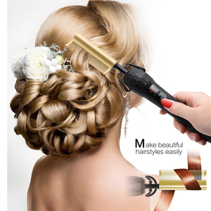 Digitale professionale 200-500F Curvo <span class=keywords><strong>Barba</strong></span> di Calore Pettini Raddrizzatore Dei Capelli <span class=keywords><strong>Spazzola</strong></span> Elettrica Premendo Hot Pettine <span class=keywords><strong>per</strong></span> il Nero Naturale Dei Capelli - Product Image 6