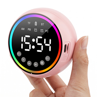 Haut-parleur Bluetooth 5.3 S1-2, réveil numérique, veilleuse RGB, haut-parleur sans fil 1200mAh, support de téléphone, type-C, portable pour chambre à coucher
