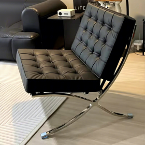 Sillón Individual <span class=keywords><strong>de</strong></span> Diseño Escandinavo para Sala <span class=keywords><strong>de</strong></span> Estar, Hotel o Hogar, <span class=keywords><strong>en</strong></span> Tela o Cuero con Brazos Metálicos - Product Image 2