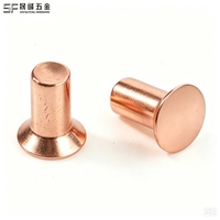 Paku Keling Tembaga/Kuningan Solid Kepala Cekung (CSK/Datar) Tanpa Lapisan 12mm 15mm Paku Keling Listrik untuk Pengikat Industri
