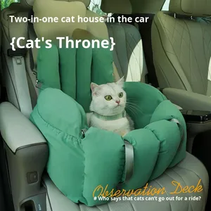 Cama para Gatos de Tela Suave, Portátil, de Doble Uso, Integrada, para Coche, Universal, para Todas las Estaciones, de Color Sólido - Product Image 2