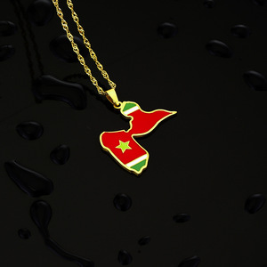 Collier pendentif en acier inoxydable avec carte et drapeau de la <span class=keywords><strong>Guadeloupe</strong></span> en émail, couleur or guadeloupéen, bijoux ethniques pour fêtes, cadeaux - Product Image 3