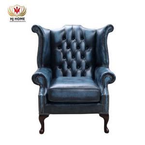 <span class=keywords><strong>Fauteuil</strong></span> Chesterfield classique à dossier haut et à accoudoirs HJ HOME avec pieds en bois apparents, style Queen Anne - Product Image 1