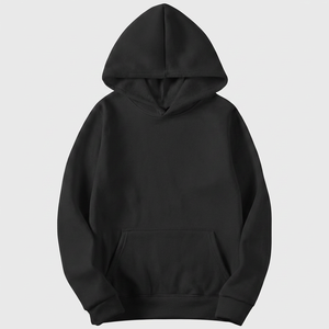 Sudadera con Capucha Negra para Hombre, Corte Regular, Algodón French Terry, Casual, Otoño, Diseño con Bolsillos, Tejido de Punto, Manga Larga - Product Image 1