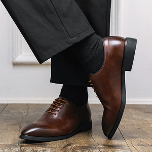 Chaussures en cuir décontractées pour hommes grande taille style 2026 – Chaussures à lacets simples et tendance de style coréen pour affaires et occasions formelles - Product Image 4