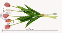 Bouquet de tulipes artificielles effet naturel, 5 têtes en latex PE et silicone, sensation humide, best-seller transfrontalier