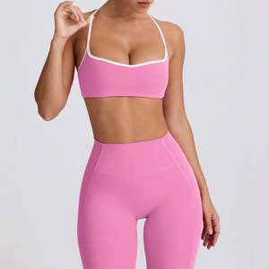 Completo Sportivo da <span class=keywords><strong>Donna</strong></span> per Fitness e Palestra, <span class=keywords><strong>Set</strong></span> Corto Senza Cuciture per <span class=keywords><strong>Yoga</strong></span>, Abbigliamento Attivo da Palestra - Product Image 5