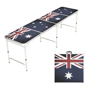 Beerpong-<span class=keywords><strong>mesa</strong></span> plegable <span class=keywords><strong>de</strong></span> aluminio con patrón personalizado, ajustable, para picnic, camping, cerveza, juego <span class=keywords><strong>de</strong></span> fiesta, 8 pies - Product Image 6