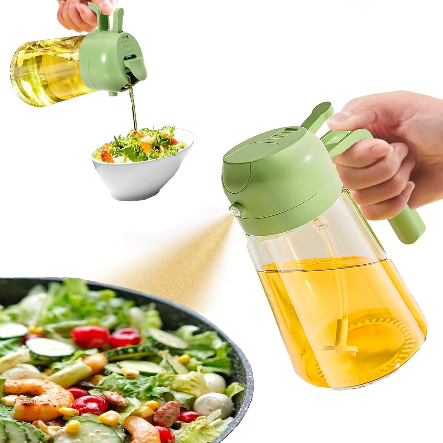 VUCCHINI 10 Oz Oil Dispenser Bottle – Auto Flip Lid, Non-Drip Spout, Glass & BPA-Free