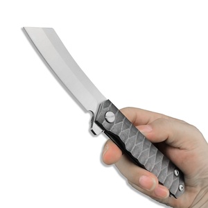 Couteau pliant EDC d'extérieur, lame en acier inoxydable 5Cr13Mov, couteau de poche de camping, manche en acier inoxydable 420, noir - Product Image 1