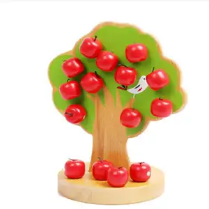 Montessori Wooden Fruit Picking Toys Magnetic Apple Tree Baby Pick Fruit Educational Mathematics Game Children Toys