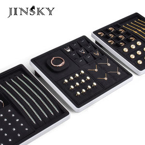Jinsky Custom Black Microfiber Classic Elegant Luxury Fashionable <b>Jewelry</b> <b>Tray</b> Organizer <b>for</b> Shop Display - Product Image 3