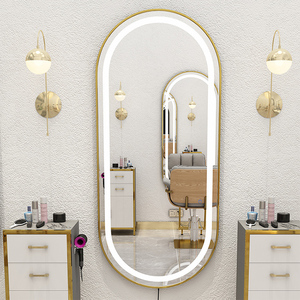 Miroir <span class=keywords><strong>de</strong></span> <span class=keywords><strong>salon</strong></span> mural en verre <span class=keywords><strong>de</strong></span> style moderne, station à miroir simple face avec lumières LED <span class=keywords><strong>pour</strong></span> <span class=keywords><strong>salon</strong></span> <span class=keywords><strong>de</strong></span> <span class=keywords><strong>coiffure</strong></span>, chambre à coucher, miroir <span class=keywords><strong>de</strong></span> maquillage - Product Image 1