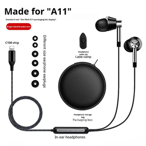 Casque de jeu intra-auriculaire à réduction de bruit avec pilote dynamique pleine fréquence, faible latence, contrôle <span class=keywords><strong>filaire</strong></span>, qualité e-sport, <span class=keywords><strong>écouteur</strong></span>s en métal - Product Image 2