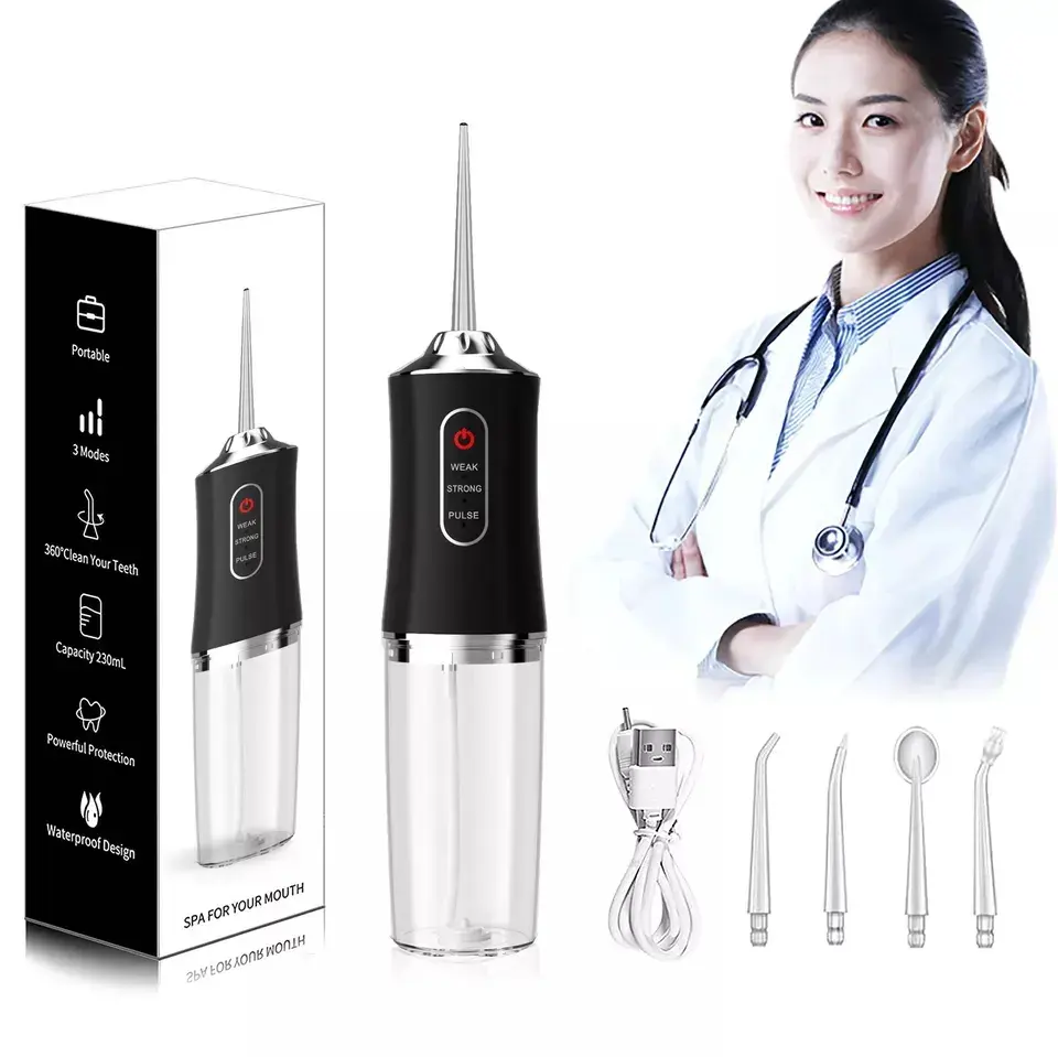 2023 Hot Products Portable Ipx7 Black Cordless Teeth Cleaning Mini Tank Water Flosser Dental Oral Irrigator For Traveling