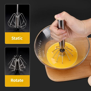 Batteur mélangeur semi-automatique en acier inoxydable, mélangeur manuel à rotation automatique, ustensiles de cuisine, outils de mélange - Product Image 2