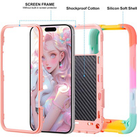Coque de protection antichoc en silicone 3-en-1 avec motif animalier style anneau, compatible avec 17 Pro Max et 16, pour le marché international