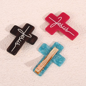 Horquilla de acetato personalizada de Jesús, pinzas de pelo de alta calidad a la moda para mujer, pinzas para el pelo - Product Image 3