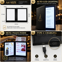Support de menu LED en acrylique personnalisé en gros avec écran lumineux pour restaurant, bar, table