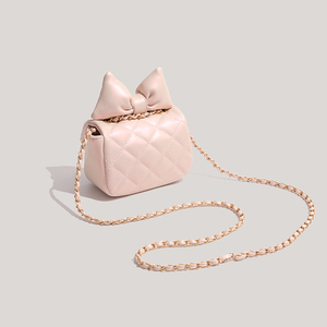 Low MOQ Summer Women Fashion Handbag Bow Ballet Design Diamond Lattice Rhinestone Chain Crossbody <b>Purse</b> - Product Image 6