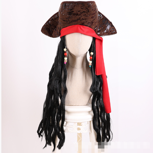 大人の男性用カリブ海海賊帽子ウィッグハロウィーンステージパフォーマンス海賊キャプテンコスチュームウィッグパーティーアクセサリージャックスパロウウィッグ - Product Image 2