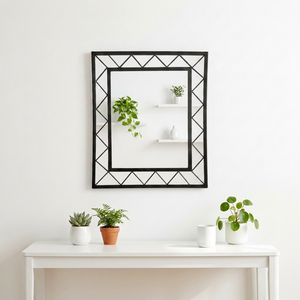 Wholesale Rectangle Metal <b>Wall</b> <b>Mirror</b> With Geometric Design Decorative For Home Interior - Product Image 1