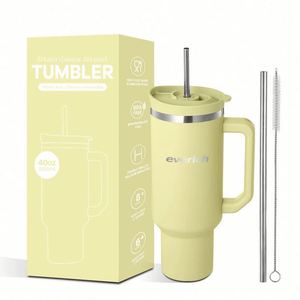 Design Custom logo 40 oz Adventure Stainless Steel Double Wall Vacuum Metal Travel Coffee Mug with Dust Proof Straw Handle Lid - Product Image 2