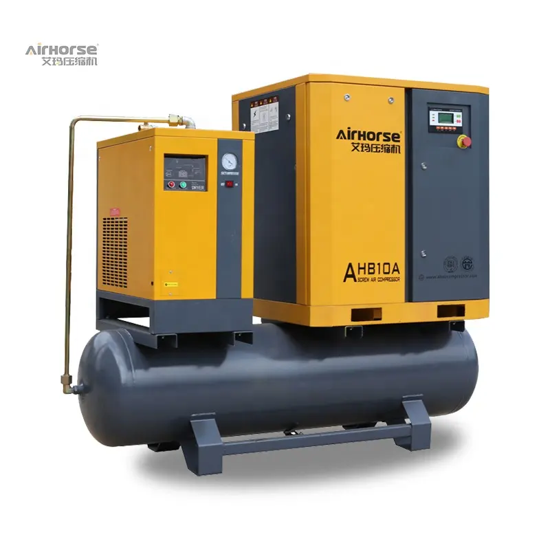 Compressore d'aria integrato da 5,5 kw, 7,5kw, pompa 8bar 15bar, 16bar, 300 da 7,5 CV, 10HP, tutto In uno, compressore d'aria a vite raffreddato ad acqua