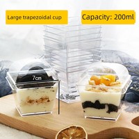 Gobelet à dessert carré miniature de haute qualité de 5 oz pour gâteau, en plastique PS transparent, jetable et écologique, logo personnalisé, utilisation pour les fêtes