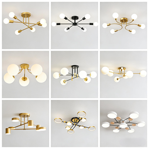Lampada da Soffitto Moderna Nordica Dorata, Luci Decorative con Sfera di Vetro, Lampada <span class=keywords><strong>LED</strong></span> E27 in Ferro per Camera da Letto e Soggiorno - Product Image 3