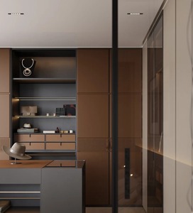 Armario de cuero para sistemas de almacenamiento de <span class=keywords><strong>ropa</strong></span>, dormitorio, estantería de tela, armarios, puerta corredera, armario personalizado - Product Image 3