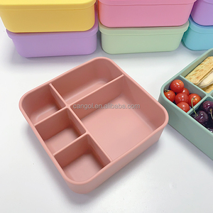 BPA Free Custom Large 5 Compartment Rainbow Silicone Snack Box Kids Lunch Container <strong>Fun</strong> Lunchbox for Children's <strong>Meal</strong> Storage - Product Image 2