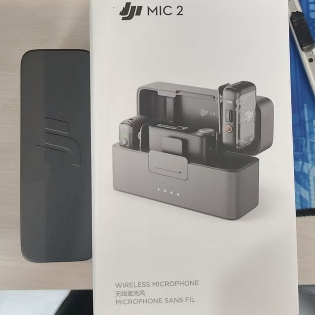 Genuine DJ Mic 2 (2 TX + 1 RX + Charging Case) Compact Wireless Lavalier MIC Compatible with IPhone, Android, Tablets and PC