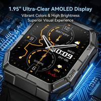 Montre connectée robuste GPS 6 satellites K78 avec écran de 1,95 pouces, altimètre, baromètre, boussole, montre connectée d'extérieur pour hommes
