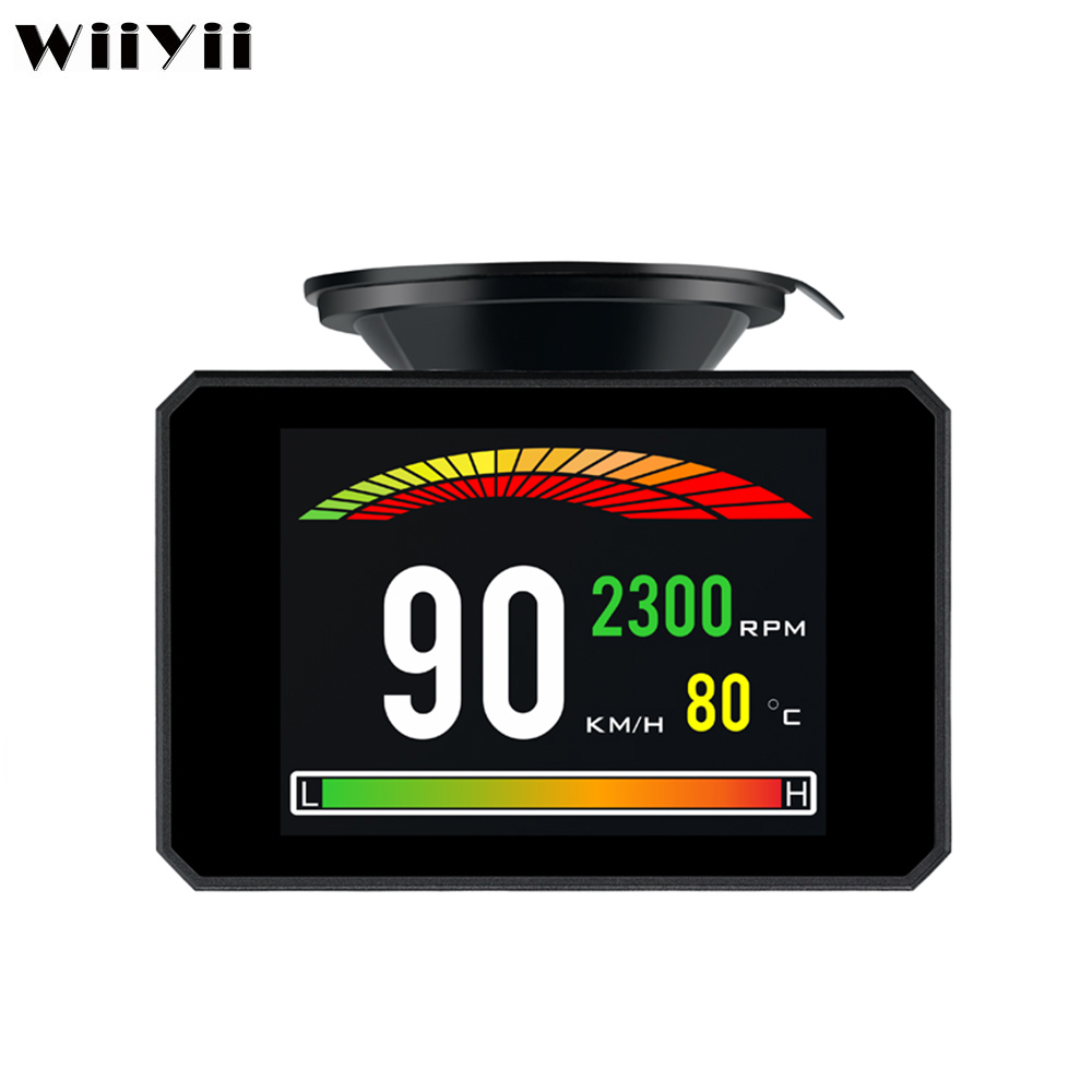 Wiiyii P16 автомобиля HUD OBD2 смарт-дисплей скорость контроля 8 интерфейс цифровой измеритель проверка работы тормозов OBD сканер