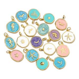 Fashion Ocean <strong>Cross</strong> Diy Jewelry Accessories 18k <strong>Gold</strong> Plated Star Crescent Seahorse Cat Claw Necklace <strong>Pendant</strong> - Product Image 4