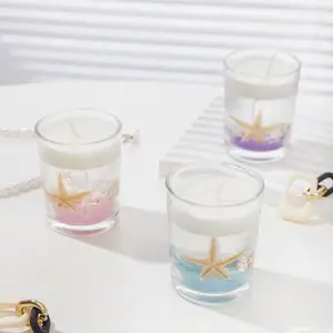 Transparent Gel Pillar Candles Scented Ocean Shell Gel Candle