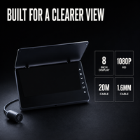 Caméra de pêche Full HD 1080P, qualité militaire, durable, finition mate, 8 pouces, étanche IP68, visionnement sous l'eau à 20 m, écran tactile LCD