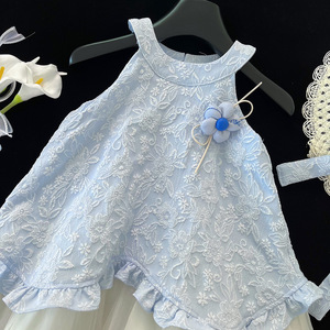 Vestido Infantil de Verano 2025 para Niña, Estilo Coreano, Tejido a Crochet, Nuevo Estilo Mori, Vacaciones, Dulce, Moderno, Poliéster - Product Image 4