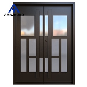 Amazbuild Tùy Chỉnh Hiện Đại Rèn Sắt Đôi Cửa Sang Trọng Nhập Cửa Cho Biệt Thự Với Chống Trộm Tính Năng - Product Image 3