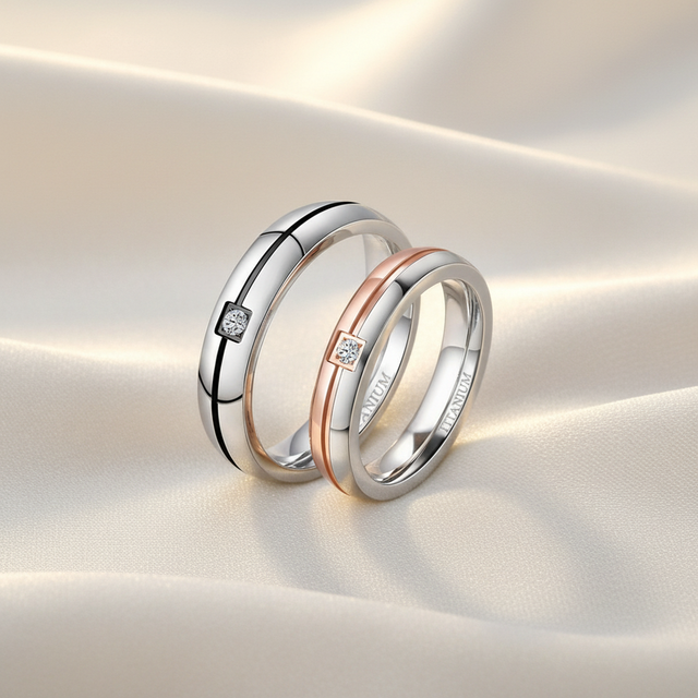 Medical Grade 4mm/6mm Rose Gold Silver Color Pure Titanium Couples Rings Wedding Band for Men Women Couple Promise Jewelry Rings