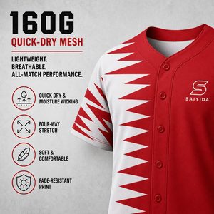 Maillot de baseball personnalisé en gros, imprimé zigzag, séchage rapide, respirant, boutonné, en polyester, uniforme d'équipe par sublimation - Product Image 2