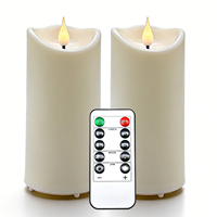 Lot de 2 bougies LED sans flamme ivoire avec télécommande et minuterie, alimentées par piles, en plastique à bord ondulé pour la décoration intérieure, les fêtes et les décorations de vacances