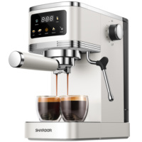 Cafetera Espresso SHARDOR de 45 oz con Tanque de Agua Extraíble, Compacta, Blanca, 20 Bares, Control de Temperatura NTC