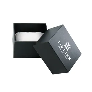 شعار مخصص مطبوع صلب من الورق المقوى عرض فاخر أسود بغطاء وقاعدة قابلة للطي صندوق هدايا للتعبئة علب ساعات قابلة للطي