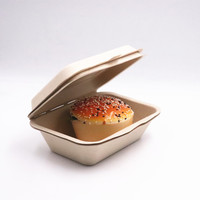 Emballage de déjeuner à emporter frites fast food conteneur biodégradable à clapet bagasse hamburger canne à sucre boîte à hamburgers
