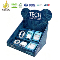 Présentoir de comptoir ondulé Xiangyu pour emballages de point de vente de chargeurs de téléphone, câbles USB, écouteurs et accessoires technologiques