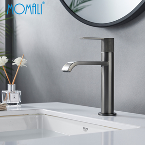Momali, diseño europeo, pistola de latón de lujo fría y caliente, grifo gris, mango moleteado, mezclador de <span class=keywords><strong>lavabo</strong></span>, grifos de <span class=keywords><strong>lavabo</strong></span> de baño - Product Image 1